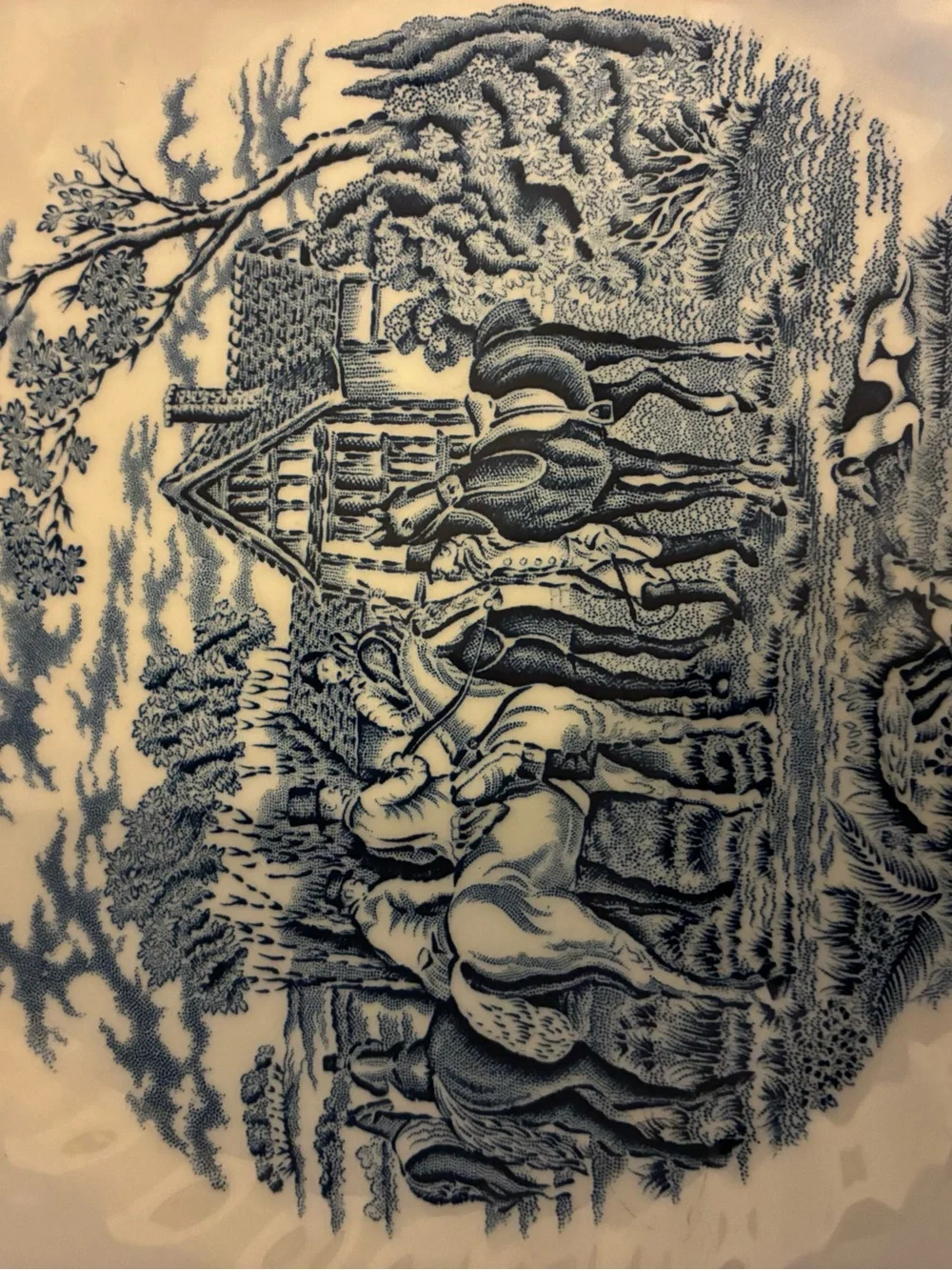 Royal Wessex Blue White Transferware 10” Plate Wall | Fox Hunt English Cottage